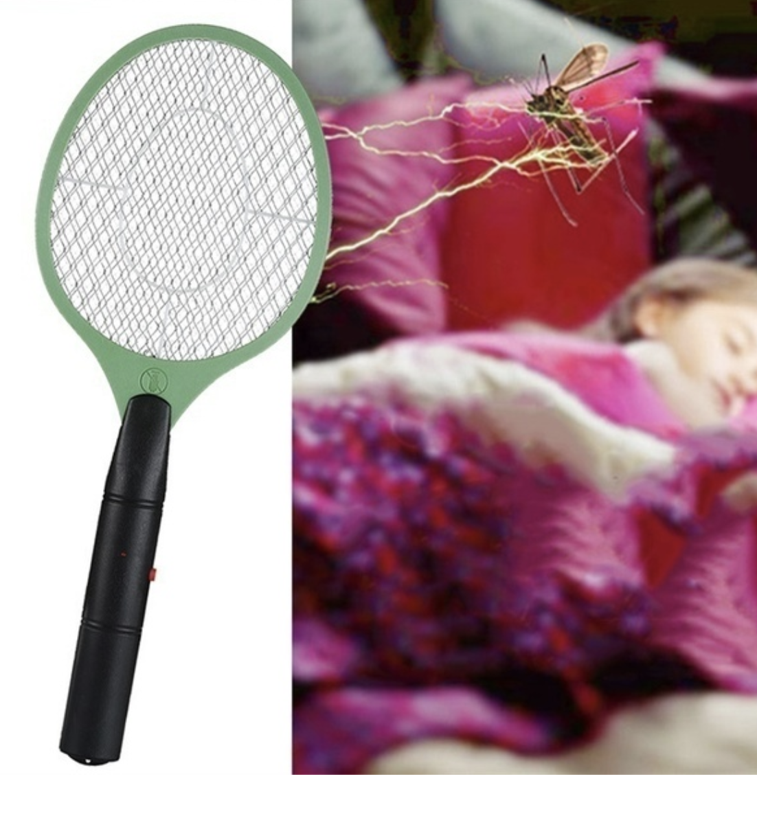 2x BUG ZAPPER RACKET Fly Mosquito Pest Swatter Net Racquet Electric Insect Killer V563-BR-BUGZAPRRKT-2PCS