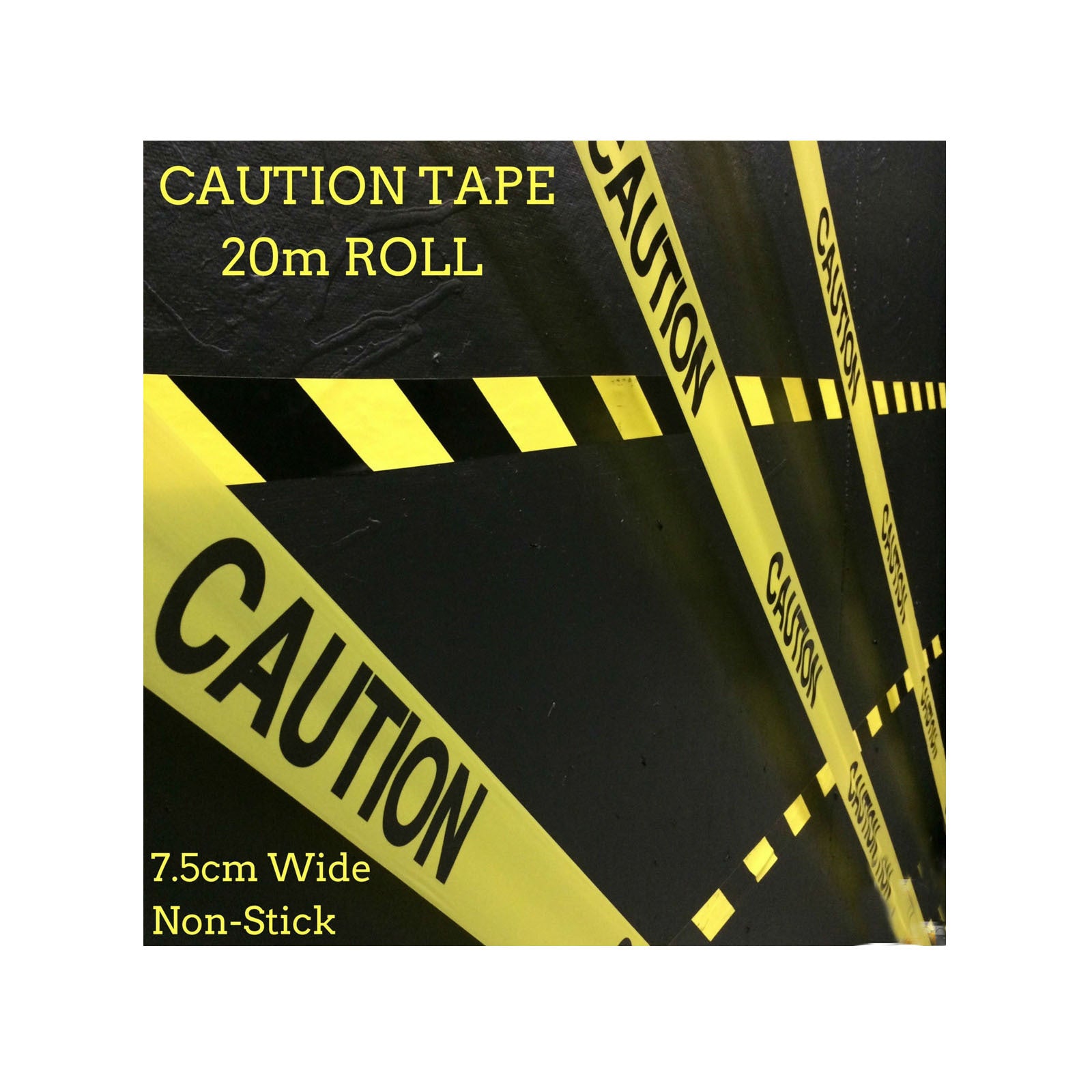 CAUTION TAPE Yellow Safety Warning Barricade Industrial Strip Non-Stick 20m V563-BR-CAUTIONTAPE