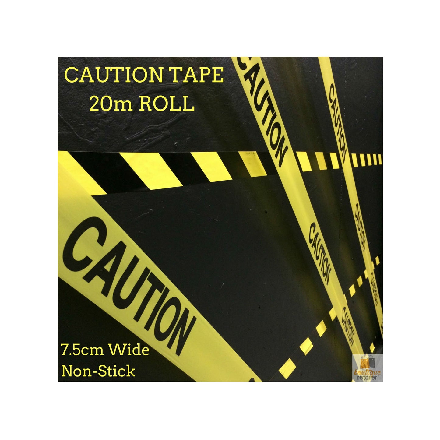 CAUTION TAPE Yellow Safety Warning Barricade Industrial Strip Non-Stick 20m V563-BR-CAUTIONTAPE