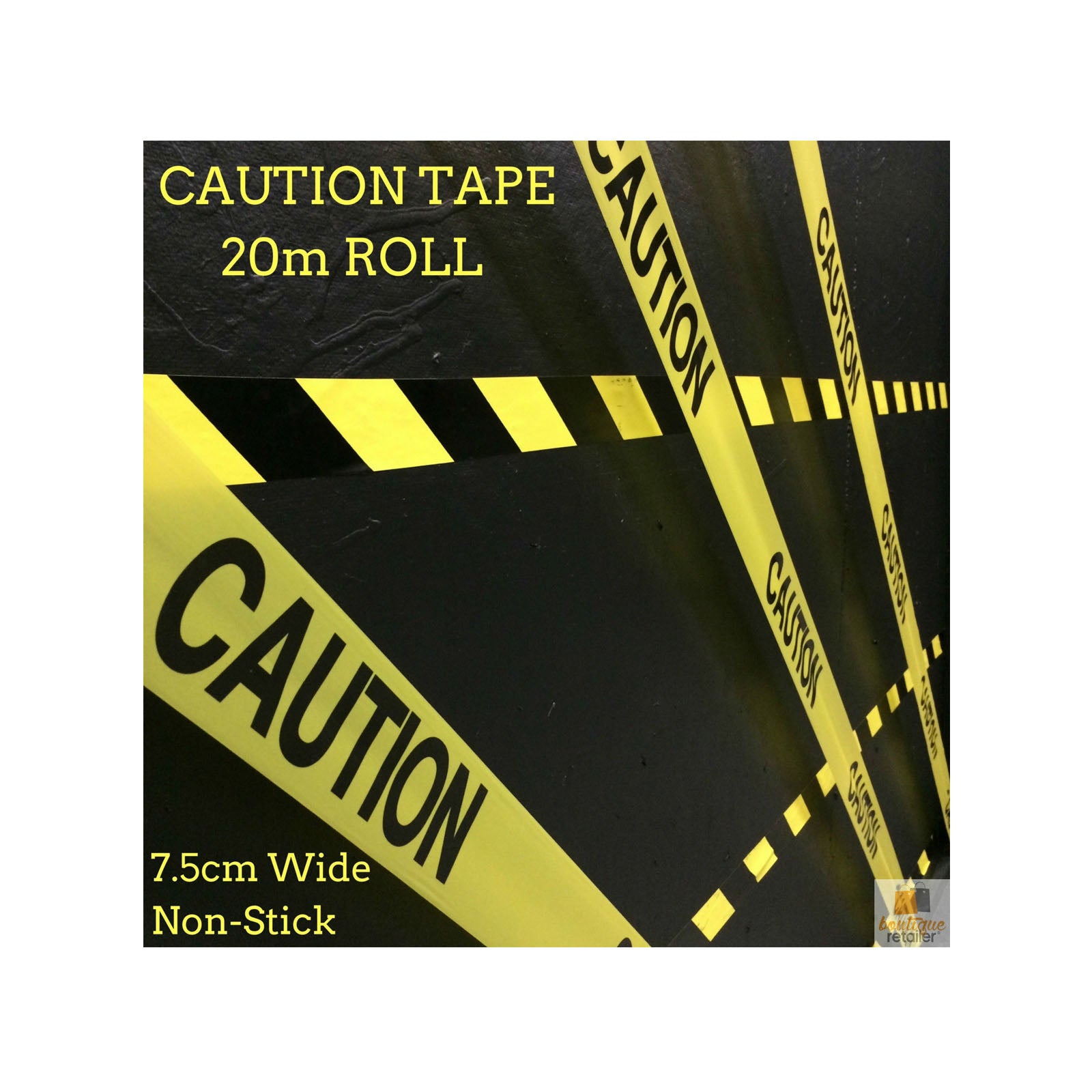 CAUTION TAPE Yellow Safety Warning Barricade Industrial Strip Non-Stick 20m V563-BR-CAUTIONTAPE