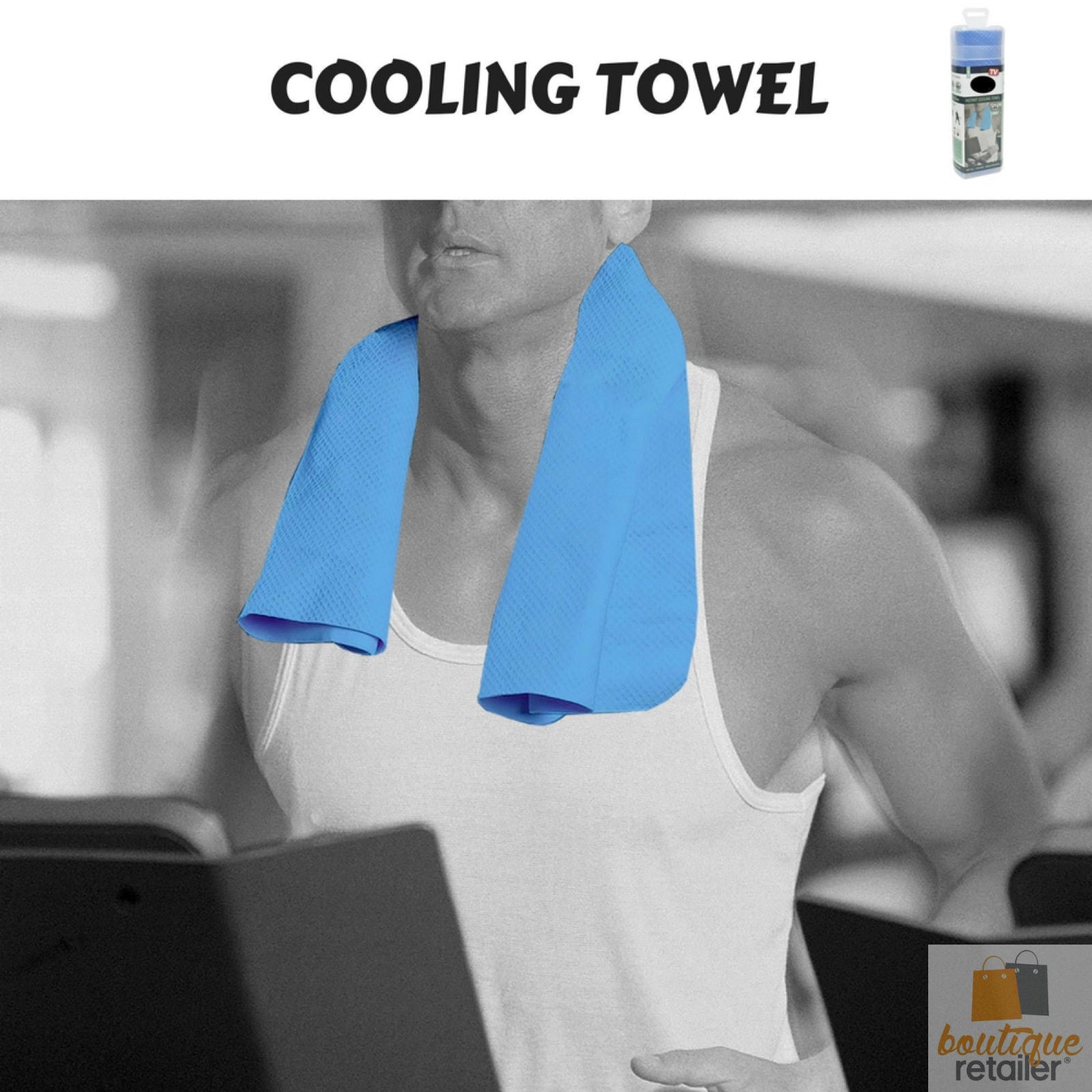 INSTANT COOLING TOWEL UPF 50+ Ice Cold Sport Sweat Absorbing Chemical Free 66x43 V563-BR-COOLINGTOW-66-43