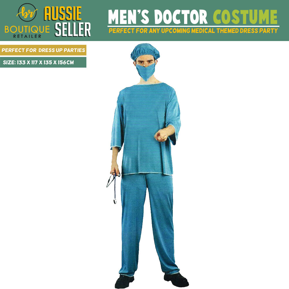Mens Adult Doctor Costume Dr Surgeon Scrubs Halloween Fancy Party Hospital V563-BR-DRSCOST-MNS