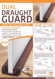 DUAL DRAFT STOPPER Double Sided Snake Wind Air Door Guard Cover Weather Seal V563-BR-DUALDRAFTSTOP