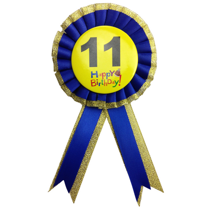 BIRTHDAY BADGE Party Favour Award Rosette Fancy Dress Girls Boys Childrens Kids - V563-BR-FANCYDRESBADGE-11BLU