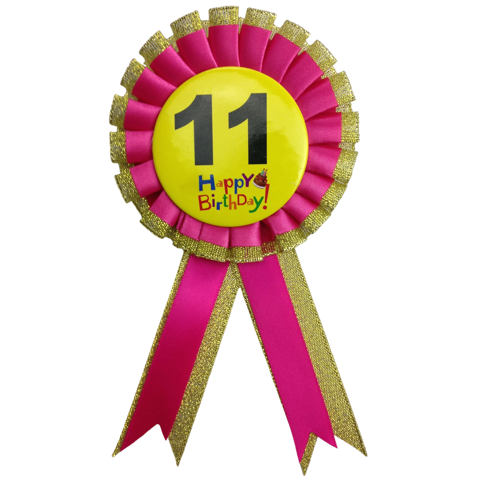 BIRTHDAY BADGE Party Favour Award Rosette Fancy Dress Girls Boys Childrens Kids - V563-BR-FANCYDRESBADGE-11PNK
