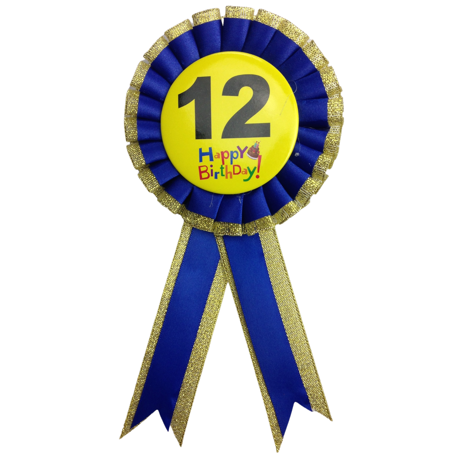 BIRTHDAY BADGE Party Favour Award Rosette Fancy Dress Girls Boys Childrens Kids - V563-BR-FANCYDRESBADGE-12BLU