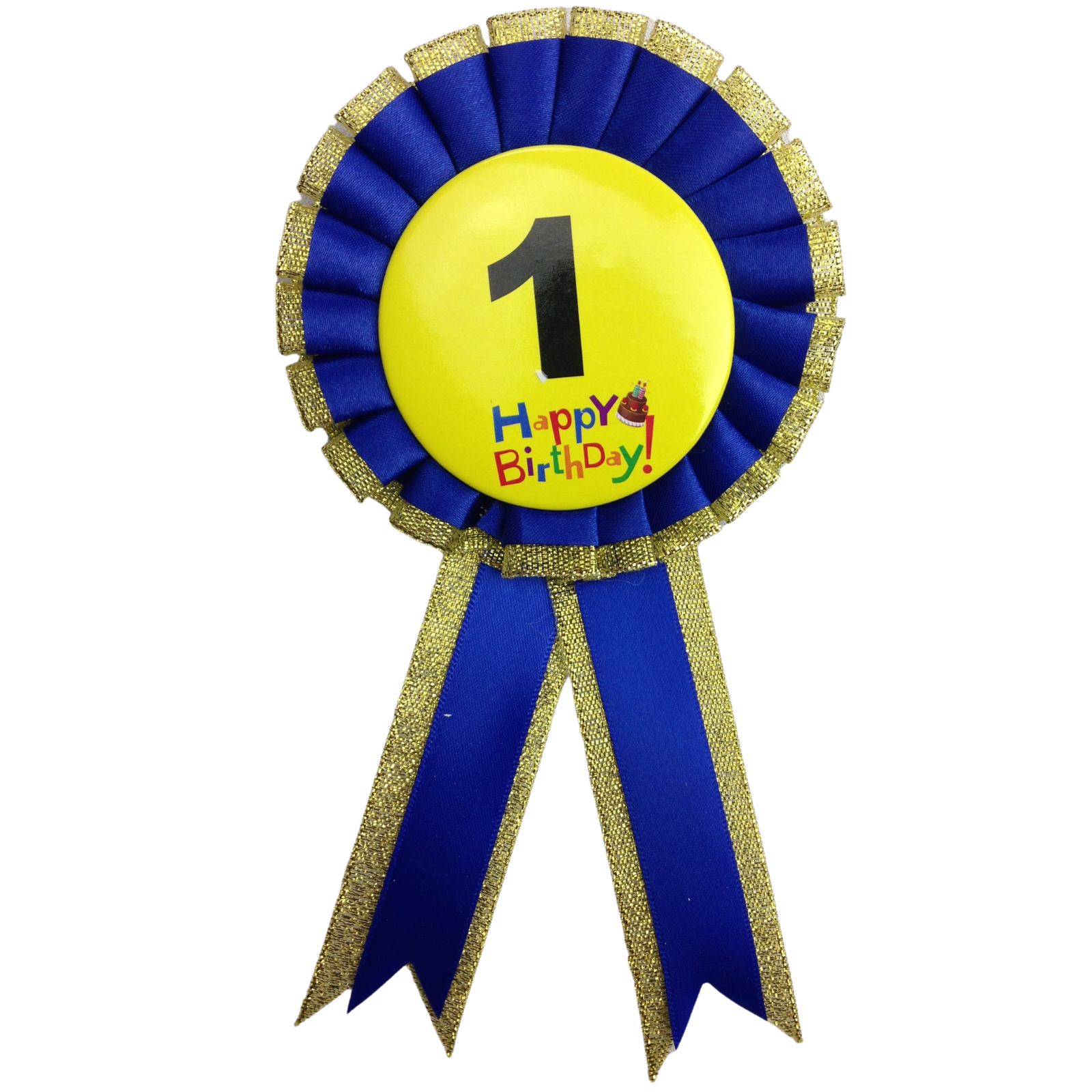 BIRTHDAY BADGE Party Favour Award Rosette Fancy Dress Girls Boys Childrens Kids - V563-BR-FANCYDRESBADGE-1BLU