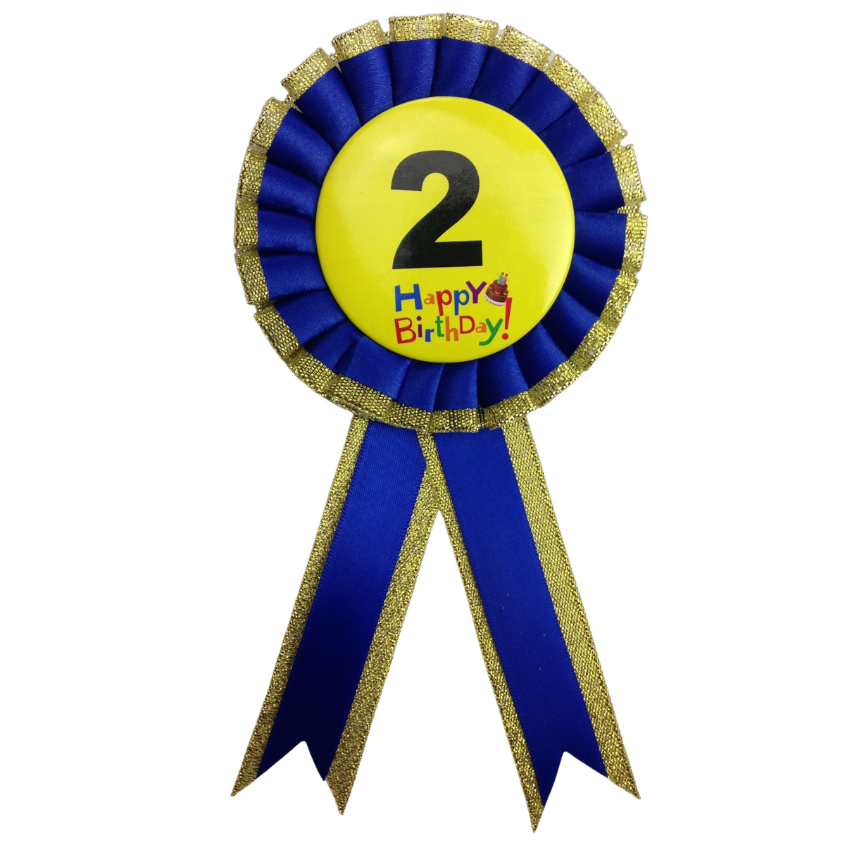 BIRTHDAY BADGE Party Favour Award Rosette Fancy Dress Girls Boys Childrens Kids - V563-BR-FANCYDRESBADGE-2BLU
