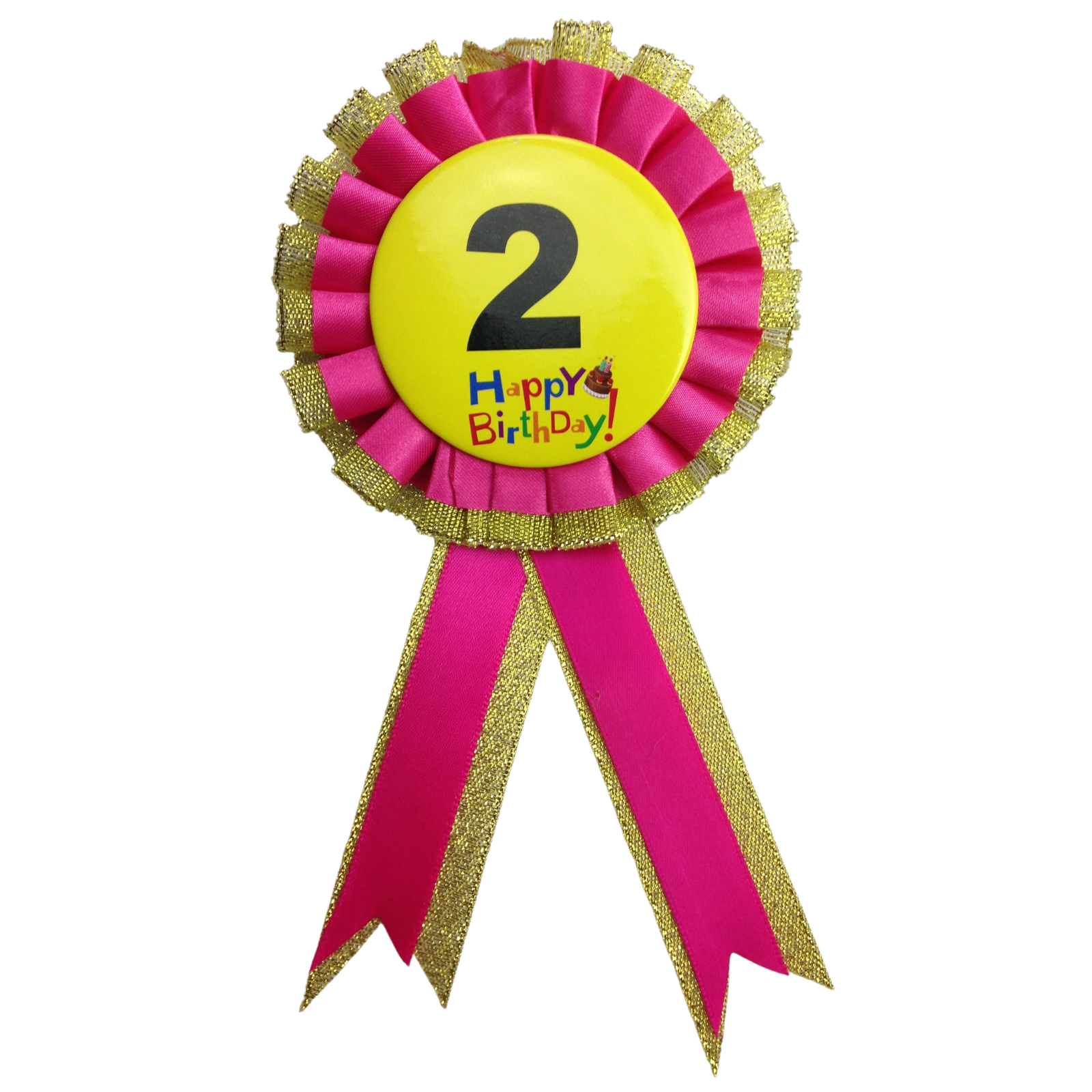 BIRTHDAY BADGE Party Favour Award Rosette Fancy Dress Girls Boys Childrens Kids - V563-BR-FANCYDRESBADGE-2PNK