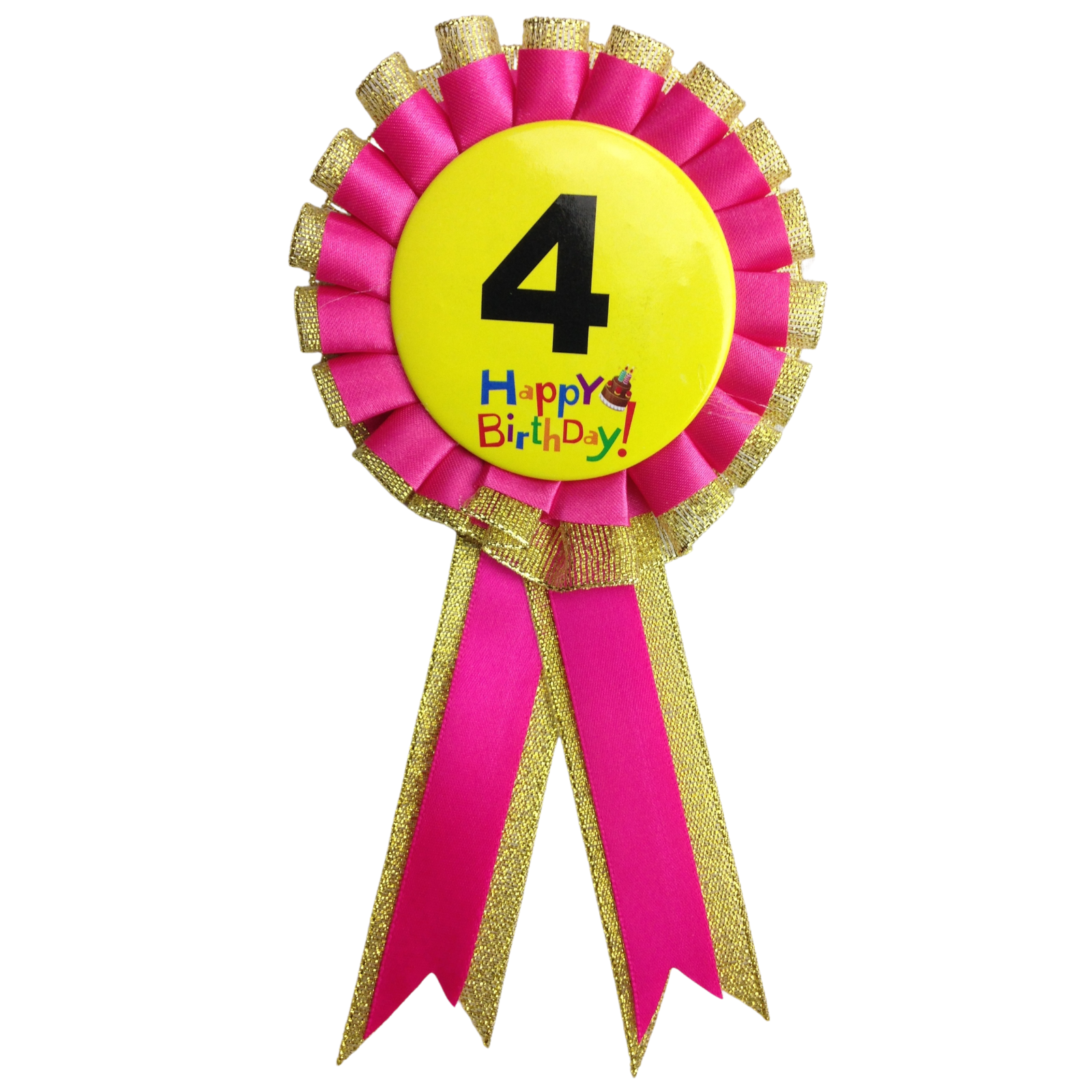 BIRTHDAY BADGE Party Favour Award Rosette Fancy Dress Girls Boys Childrens Kids - V563-BR-FANCYDRESBADGE-4PNK
