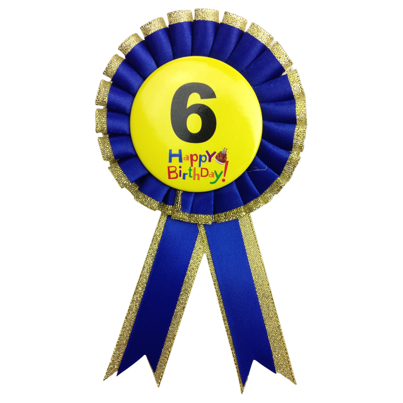 BIRTHDAY BADGE Party Favour Award Rosette Fancy Dress Girls Boys Childrens Kids - V563-BR-FANCYDRESBADGE-6BLU