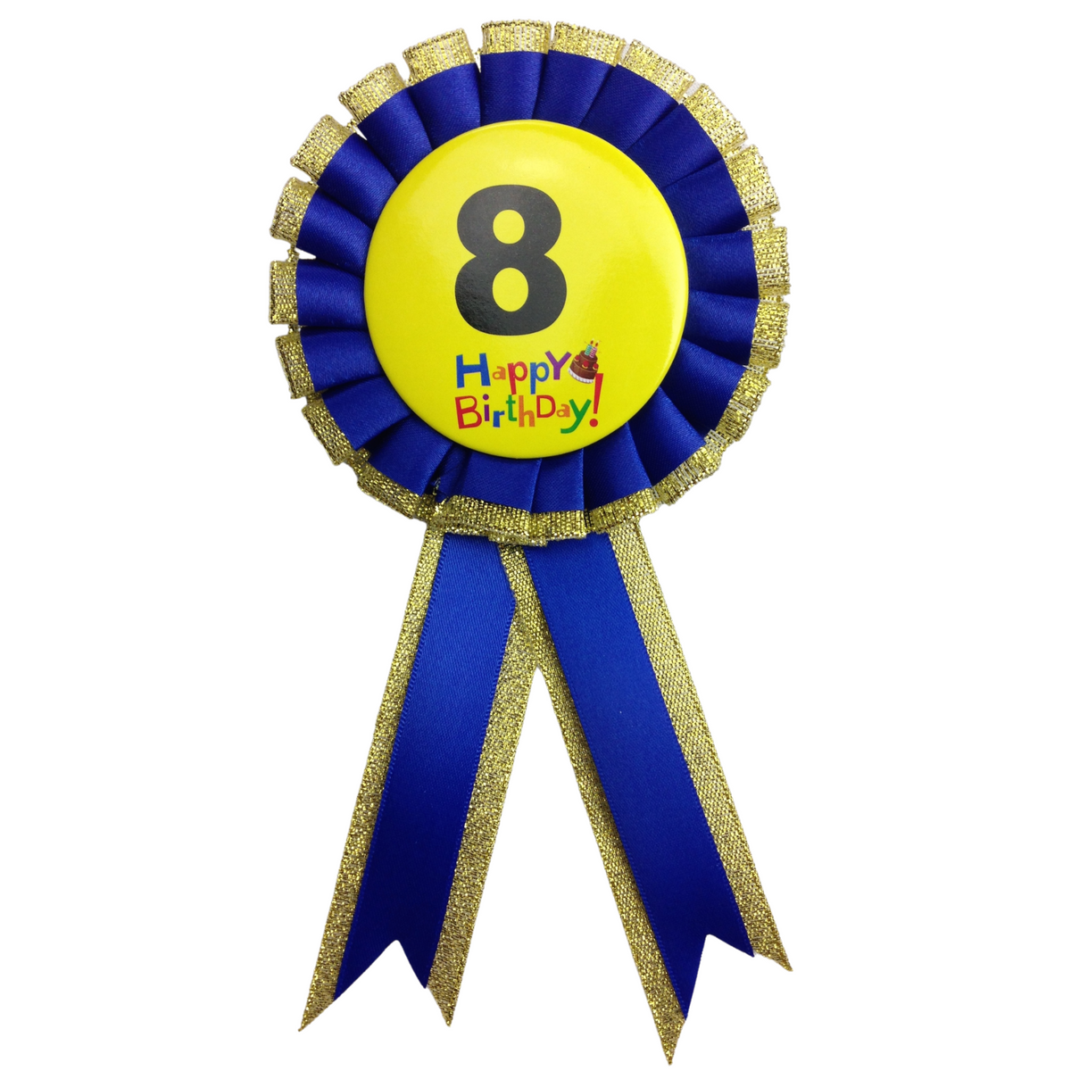 BIRTHDAY BADGE Party Favour Award Rosette Fancy Dress Girls Boys Childrens Kids - V563-BR-FANCYDRESBADGE-8BLU