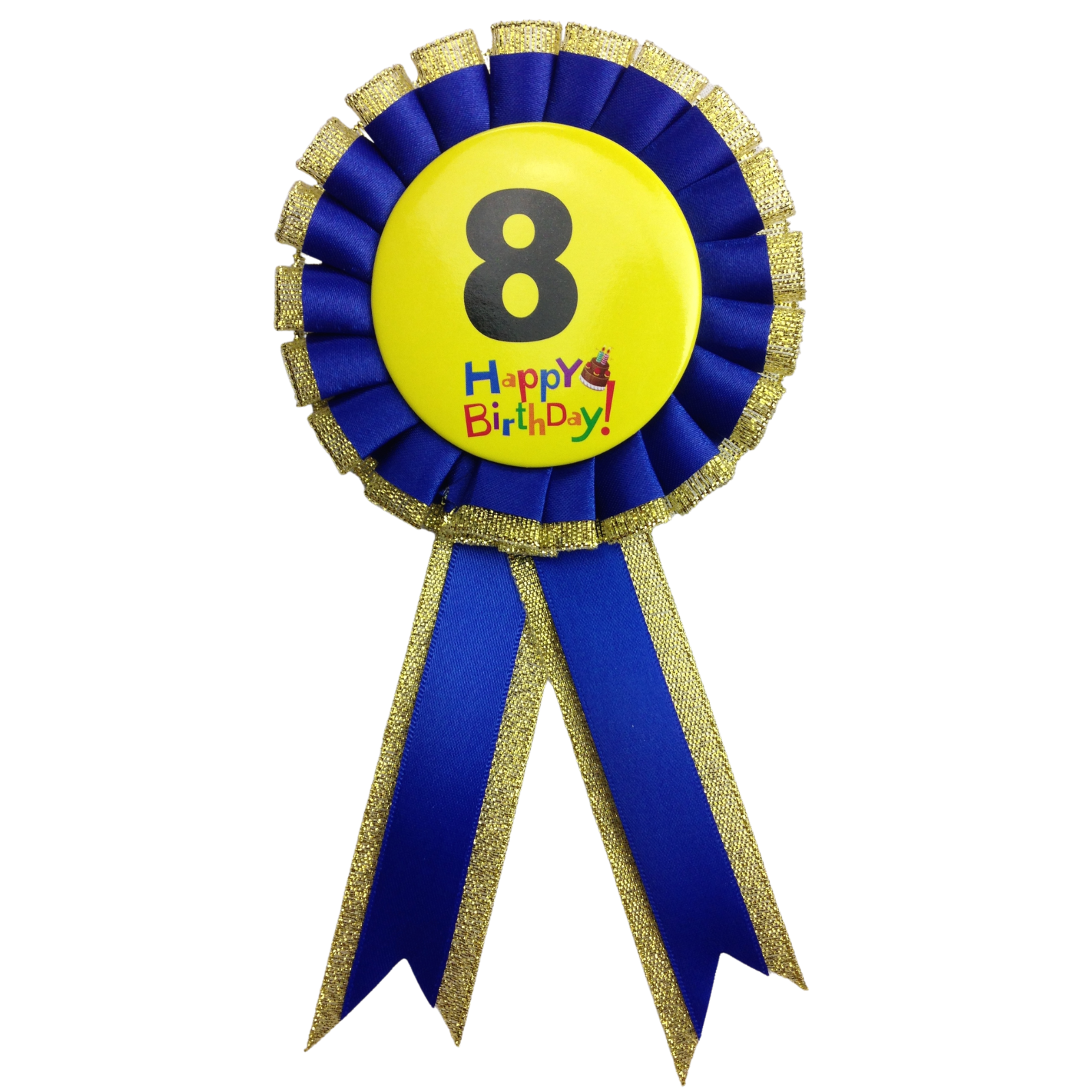 BIRTHDAY BADGE Party Favour Award Rosette Fancy Dress Girls Boys Childrens Kids - V563-BR-FANCYDRESBADGE-8BLU