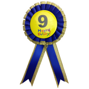 BIRTHDAY BADGE Party Favour Award Rosette Fancy Dress Girls Boys Childrens Kids - V563-BR-FANCYDRESBADGE-9BLU