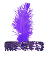 1920s FLAPPER HEADBAND Headpiece Feather Sequin Charleston Costume Gatsby Dance - Purple V563-BR-FLAPHEADB-PUR