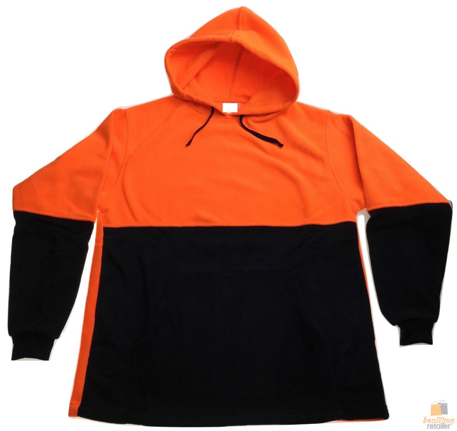 HI VIS POLAR FLEECE HOODIE Jumper Safety Workwear Fleecy Jacket Unisex - Orange - L V563-BR-FLECHDIE-ORG-L