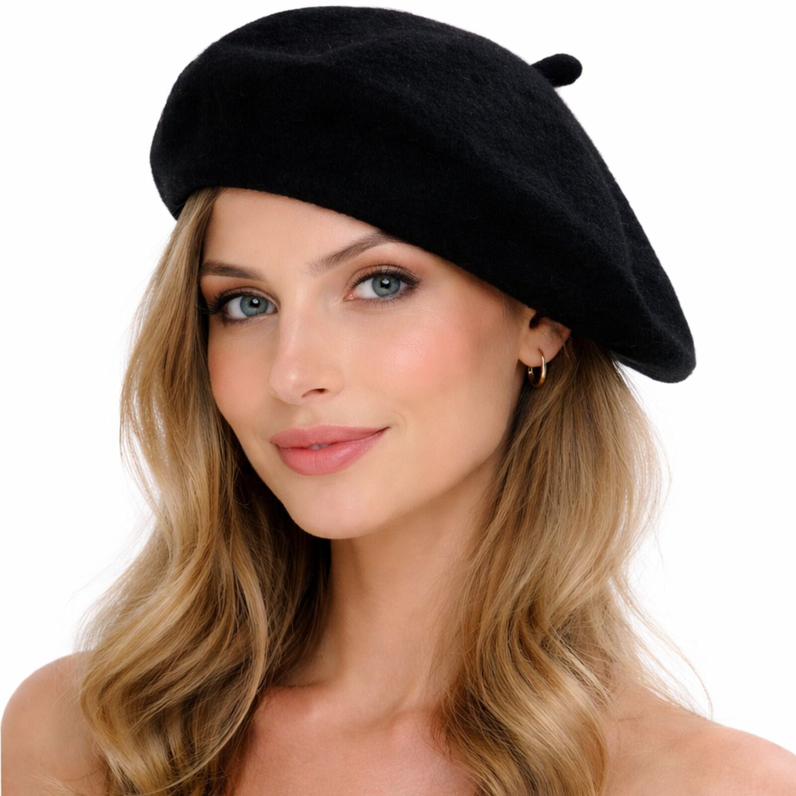 Unisex French Beret Hat Military Army Style Beanie Winter Warm Cap - Black V563-BR-FRENCHBERET-BLK