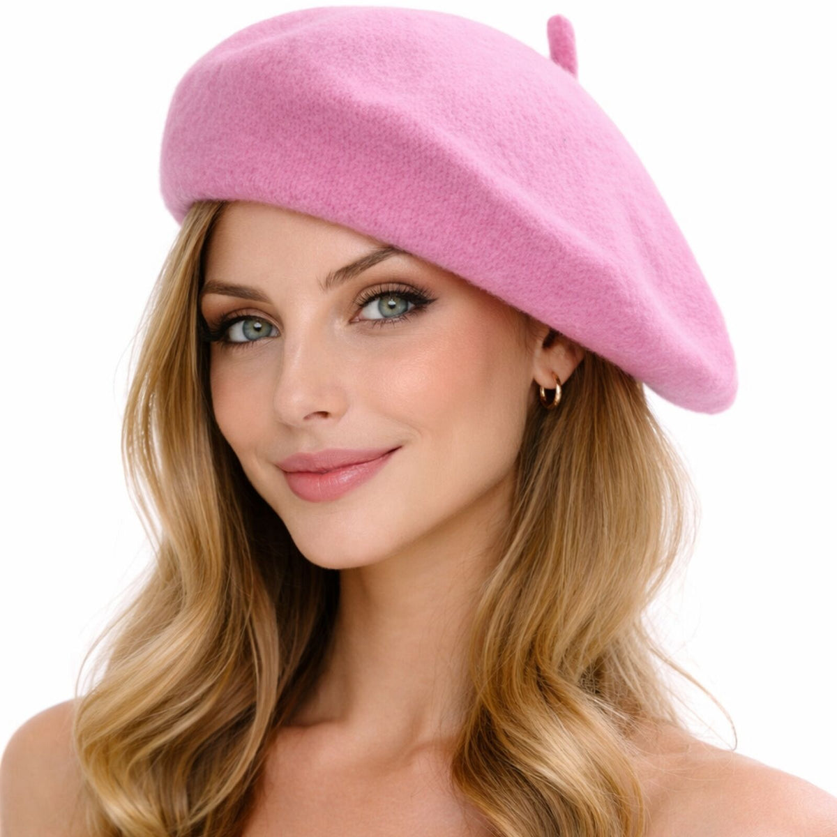 Unisex French Beret Hat Military Army Style Beanie Winter Warm Cap - Light Pink V563-BR-FRENCHBERET-LYTPNK