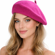 Unisex French Beret Hat Military Army Style Beanie Winter Warm Cap - Pink V563-BR-FRENCHBERET-PNK