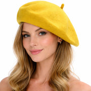 Unisex French Beret Hat Military Army Style Beanie Winter Warm Cap - Yellow V563-BR-FRENCHBERET-YELLOW