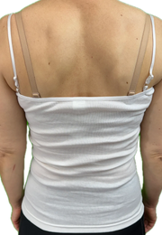 Womens Camisole Top 100% Cotton Cami Strap Singlet Basic Tank Shirt - Natural - 10-12