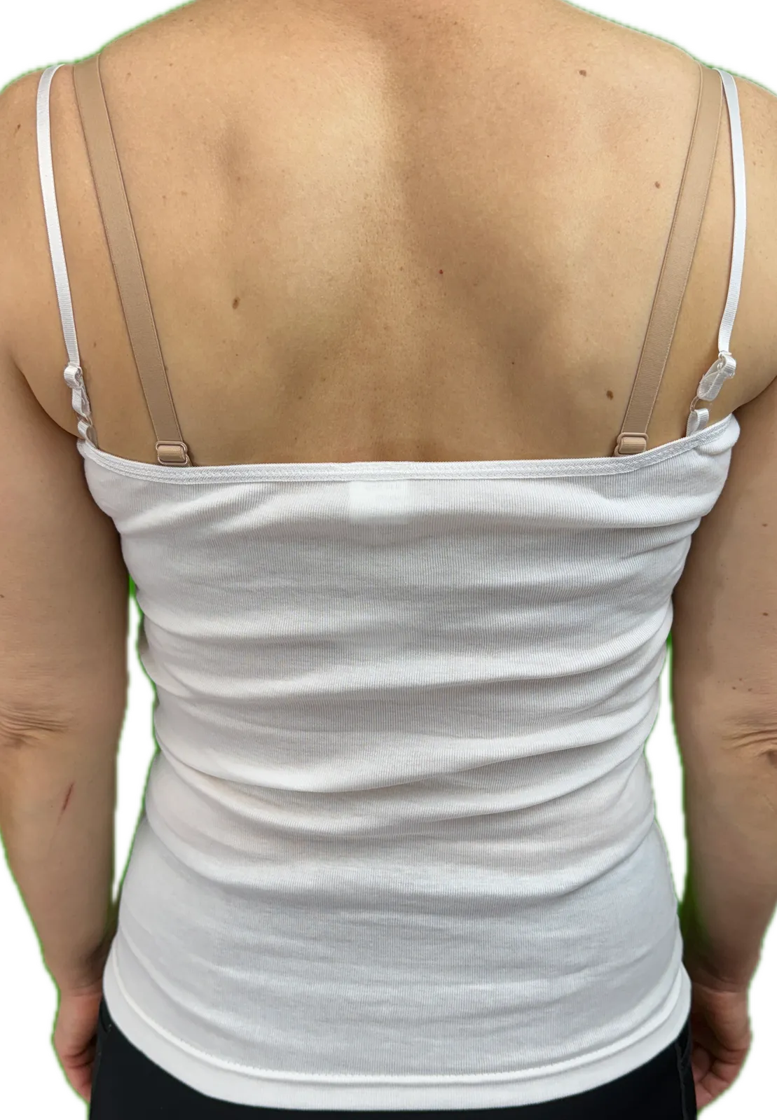 Womens Camisole Top 100% Cotton Cami Strap Singlet Basic Tank Shirt - Natural - 14-16