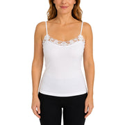 Womens Camisole Top 100% Cotton Cami Strap Singlet Basic Tank Shirt - Natural - 16-18