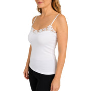 Womens Camisole Top 100% Cotton Cami Strap Singlet Basic Tank Shirt - Natural - 18-20