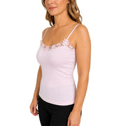 Womens Camisole Top 100% Cotton Cami Strap Singlet Basic Tank Shirt - Pink - 10-12