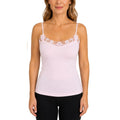 Womens Camisole Top 100% Cotton Cami Strap Singlet Basic Tank Shirt - Pink - 12-14