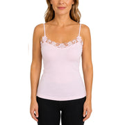 Womens Camisole Top 100% Cotton Cami Strap Singlet Basic Tank Shirt - Pink - 12-14