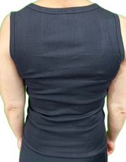 Ladies Sleeveless Singlet Top Womens Summer Basic Tank Shirt Lace Motif Front - Black - 16-18 V563-BR-GW0102-BLK-16-18