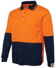 Hi Vis Long Sleeve Polo Shirt Safety Workwear Fluro Breathable UPF 50+ - Orange - XXL V563-BR-HIVISSHIRT-ORG-XXL