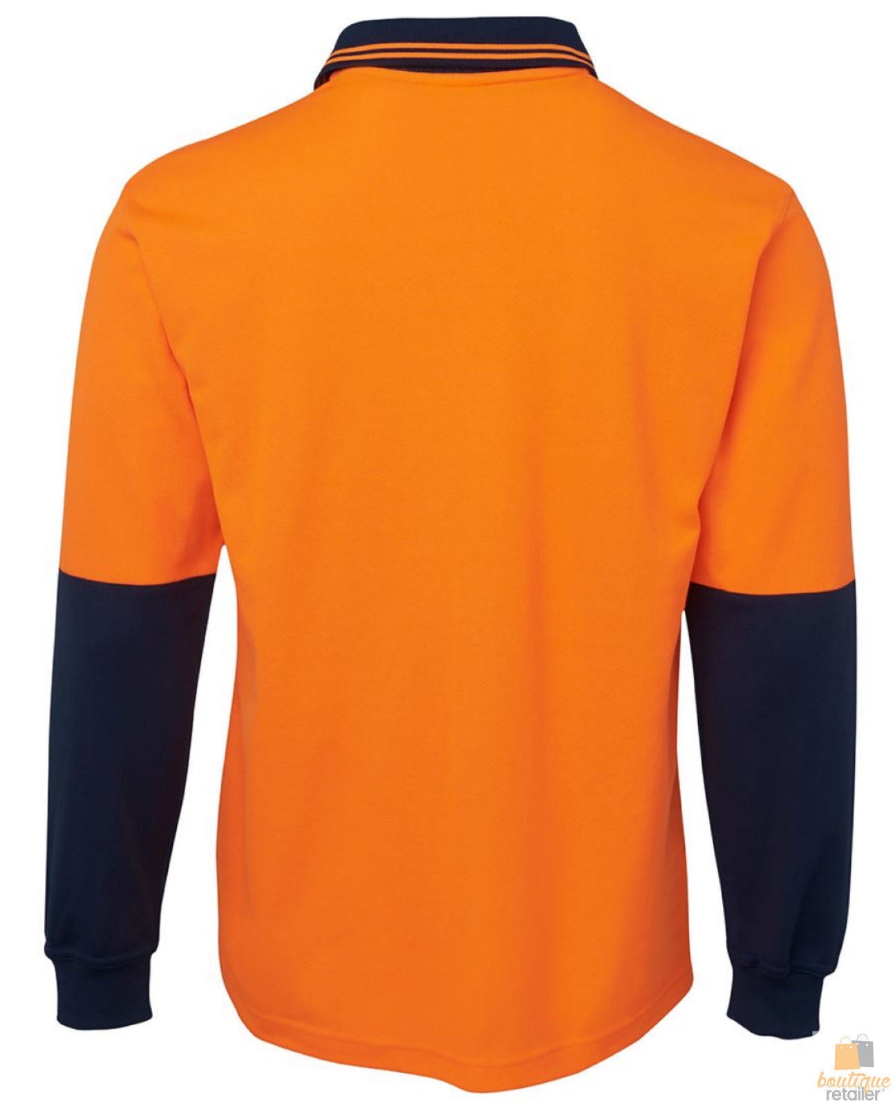 Hi Vis Long Sleeve Polo Shirt Safety Workwear Fluro Breathable UPF 50+ - Orange - XXL V563-BR-HIVISSHIRT-ORG-XXL