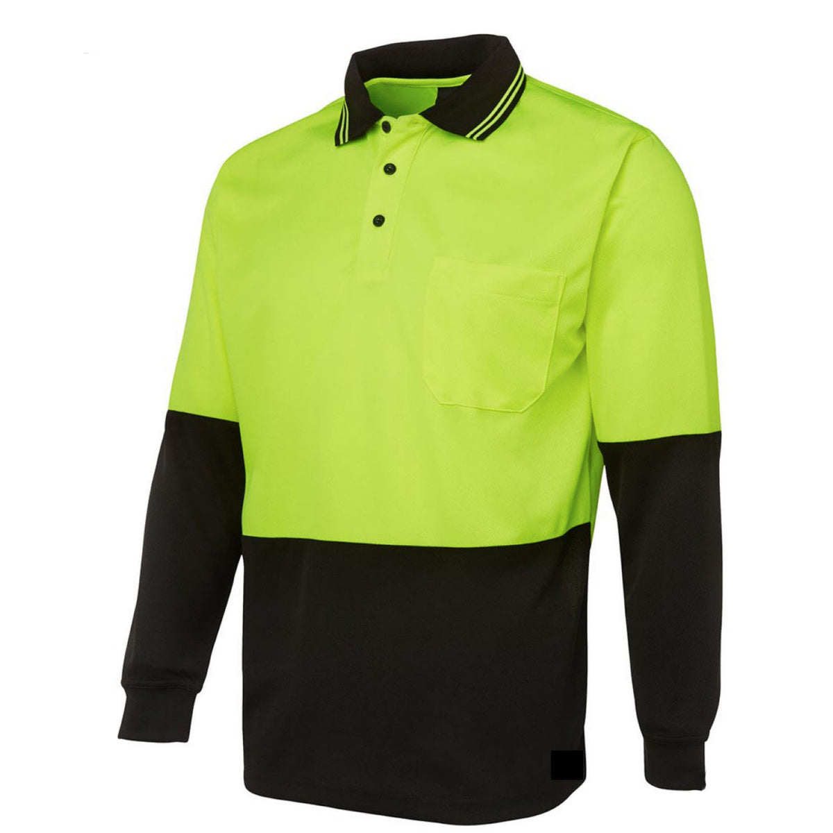 Hi Vis Long Sleeve Polo Shirt Safety Workwear Fluro Breathable UPF 50+ - Yellow - L V563-BR-HIVISSHIRT-YELLOW-L