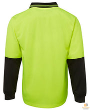 Hi Vis Long Sleeve Polo Shirt Safety Workwear Fluro Breathable UPF 50+ - Yellow - XL