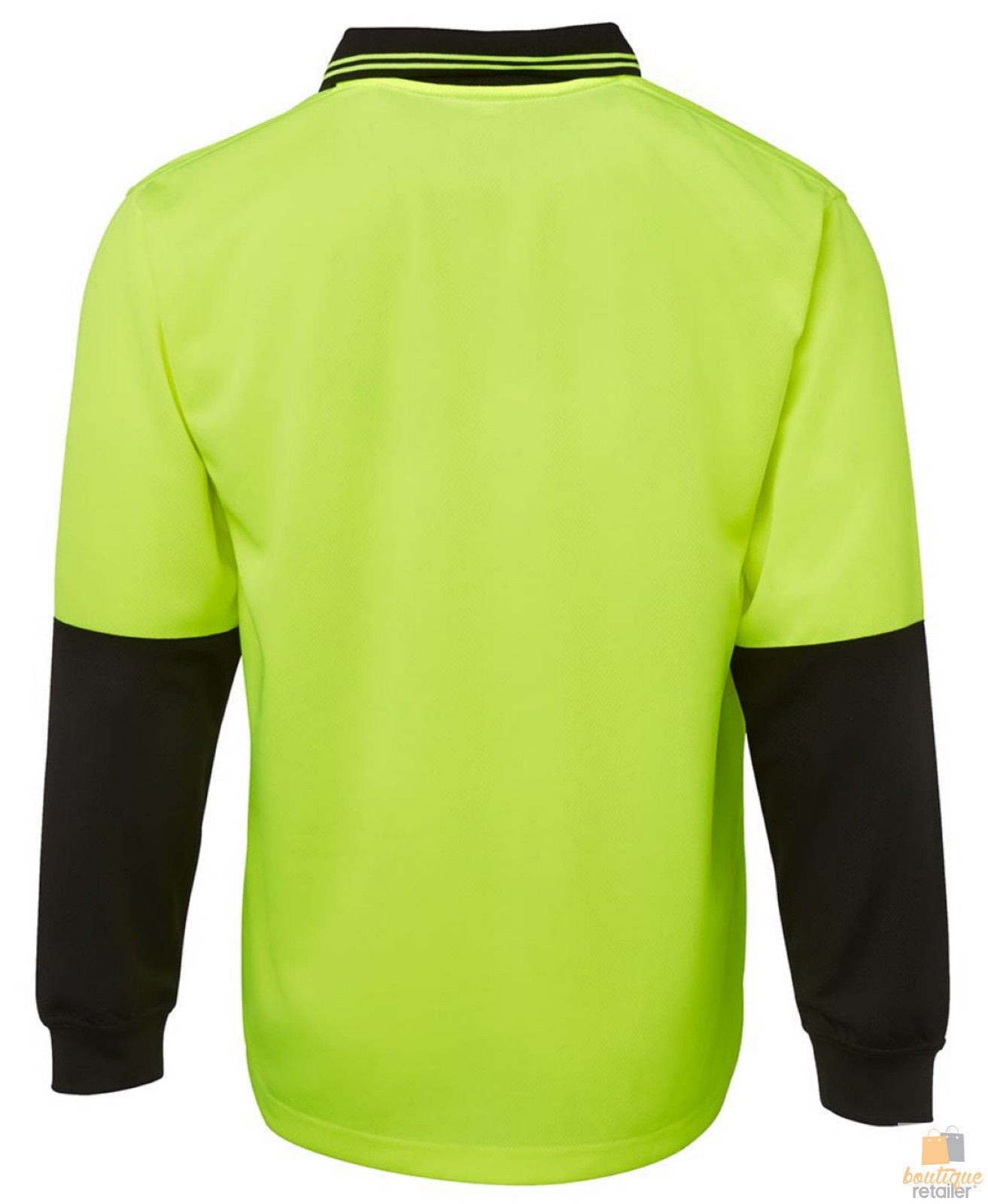Hi Vis Long Sleeve Polo Shirt Safety Workwear Fluro Breathable UPF 50+ - Yellow - XXL
