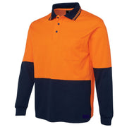 Hi Vis Long Sleeve Polo Shirt Safety Workwear Fluro Breathable UPF 50+ - Yellow - XXL