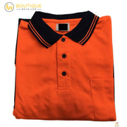 Hi Vis Long Sleeve Polo Shirt Safety Workwear Fluro Breathable UPF 50+ - Yellow - XXL