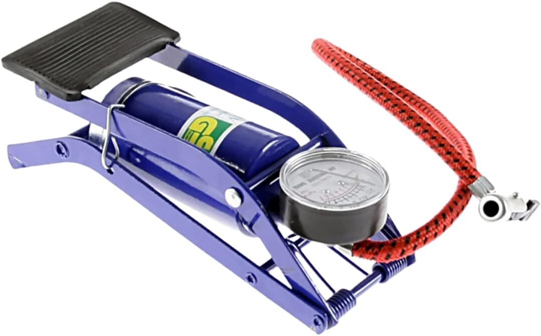 Foot Air Pump High Pressure Gauge Tyre Tire Inflator Air Bed Bike Ball V563-BR-HPRES-FTPUMP