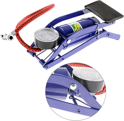 Foot Air Pump High Pressure Gauge Tyre Tire Inflator Air Bed Bike Ball V563-BR-HPRES-FTPUMP
