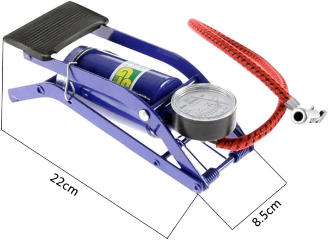 Foot Air Pump High Pressure Gauge Tyre Tire Inflator Air Bed Bike Ball V563-BR-HPRES-FTPUMP