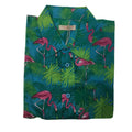 Mens Oahu Hawaiian Party Shirt Button Hippie Tops Short Sleeve Beach Holiday - Palm Flamingo (1428) - S V563-BR-HWNSHT-PLMFLAM1428-S