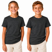 KIDS PLAIN T SHIRT Childrens Child 100% COTTON Boys Girls Basic Blank Tee Top - Grey Marle - 10