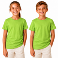 KIDS PLAIN T SHIRT Childrens Child 100% COTTON Boys Girls Basic Blank Tee Top - Lime - 10