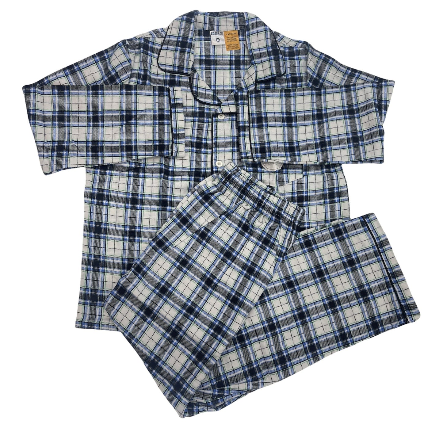 KIDS FLANNELETTE PYJAMAS PJs Boys Girls Flannel Pajamas Pyjama Winter Set PJ - Black/Blue/White Check - 8 V563-BR-KFLANPJ-BLKBLUWHT-8