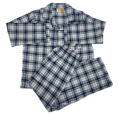KIDS FLANNELETTE PYJAMAS PJs Boys Girls Flannel Pajamas Pyjama Winter Set PJ - Black/Blue/White Check - 8 V563-BR-KFLANPJ-BLKBLUWHT-8