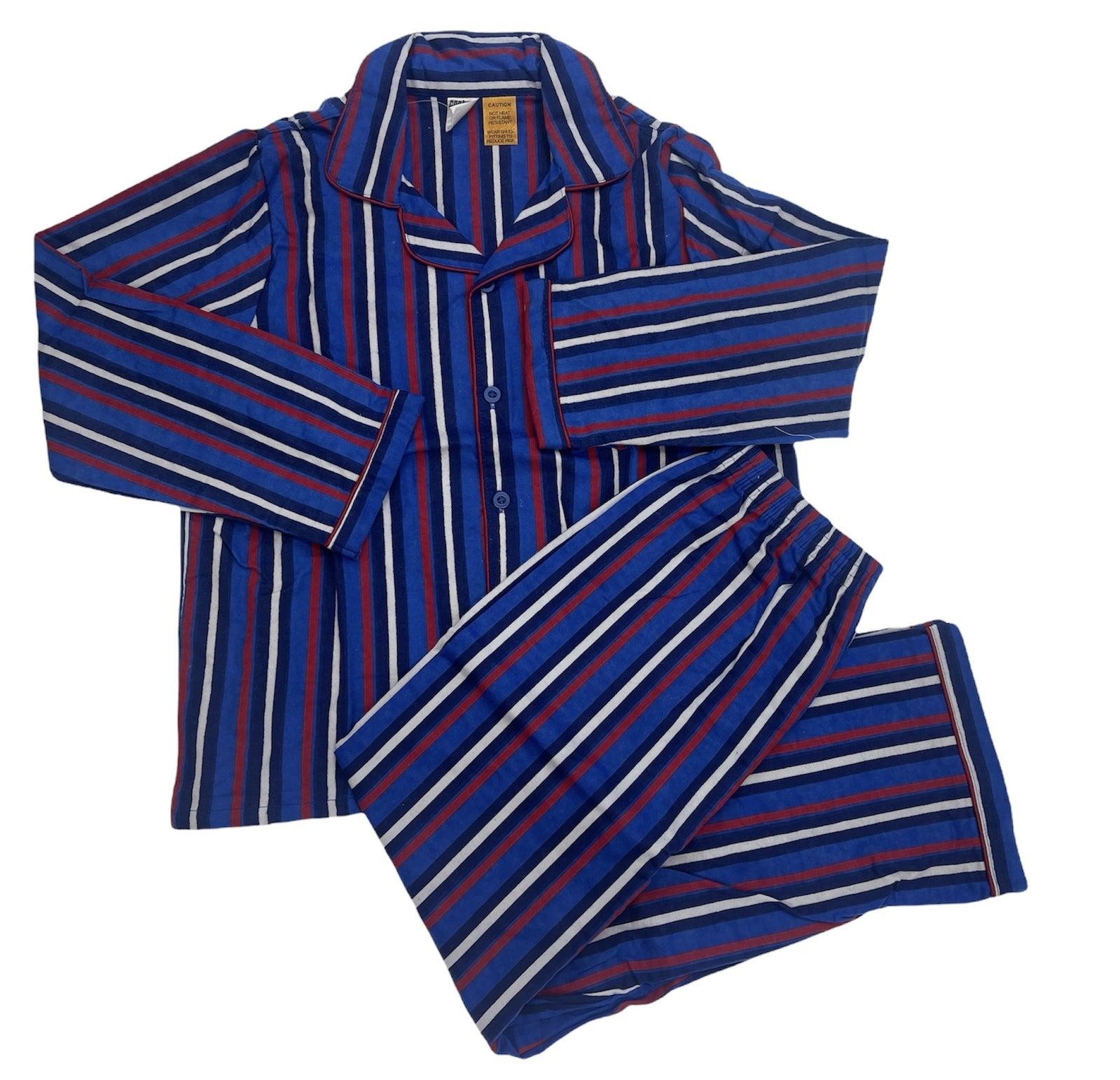 KIDS FLANNELETTE PYJAMAS PJs Boys Girls Flannel Pajamas Pyjama Winter Set PJ - Blue/Navy/White/Red Stripe - 8 V563-BR-KFLANPJ-BLUNAVWHRD-8