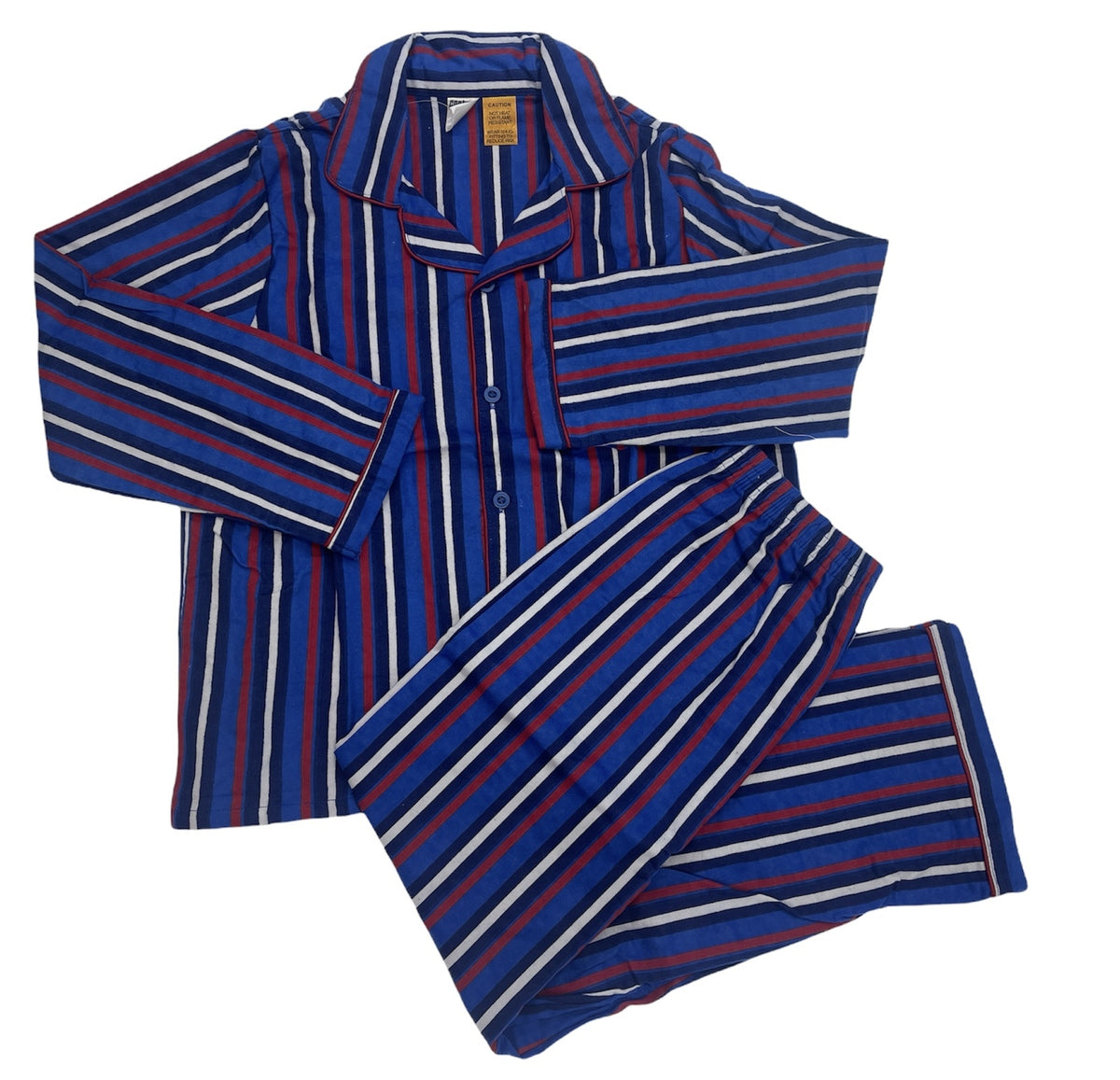 KIDS FLANNELETTE PYJAMAS PJs Boys Girls Flannel Pajamas Pyjama Winter Set PJ - Blue/Navy/White/Red Stripe - 8 V563-BR-KFLANPJ-BLUNAVWHRD-8