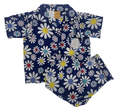 Kids Flannelette Pyjamas 100% Cotton Winter PJ Set - Daisy Brights - 0 V563-BR-KFLANPJ-DAISYB-0